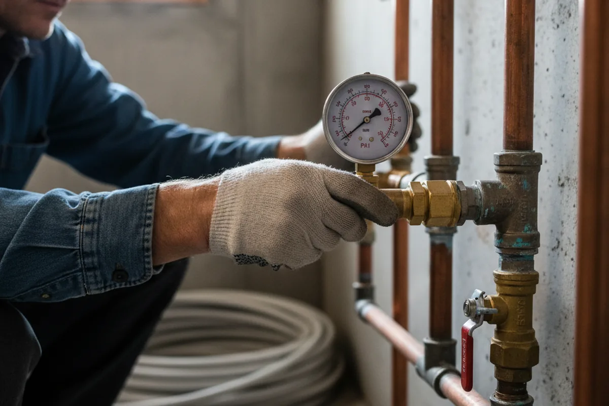 Pressure testing a repaired line during Water Line Repair in Tarawa Terrace